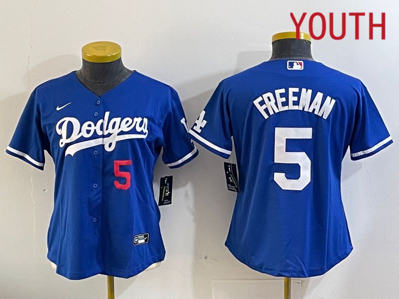 Youth Los Angeles Dodgers #5 Freeman Blue Game 2024 Nike MLB Jersey style 11201